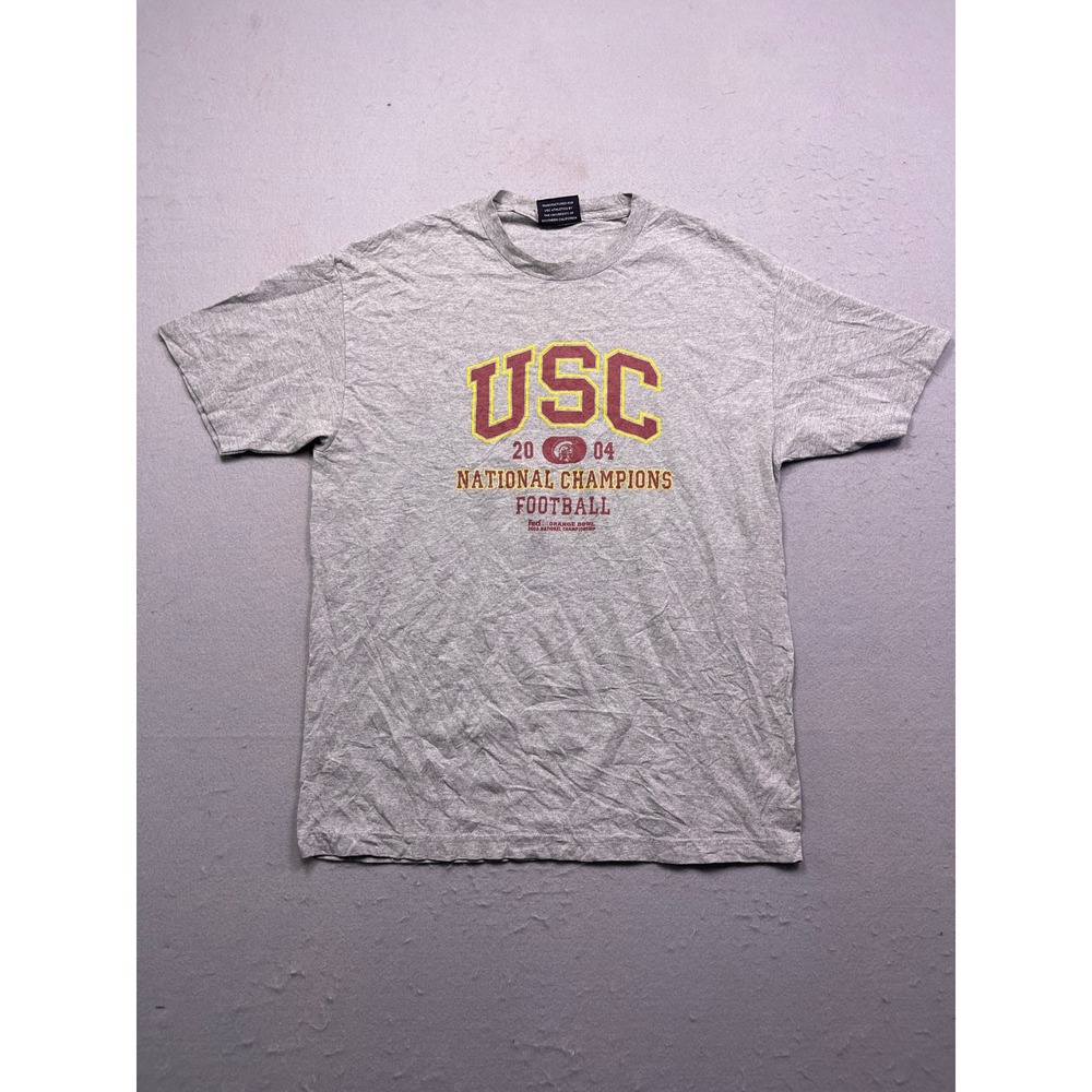 Team Trojan USC T-Shirt Cotton Blend Gray Large Mens